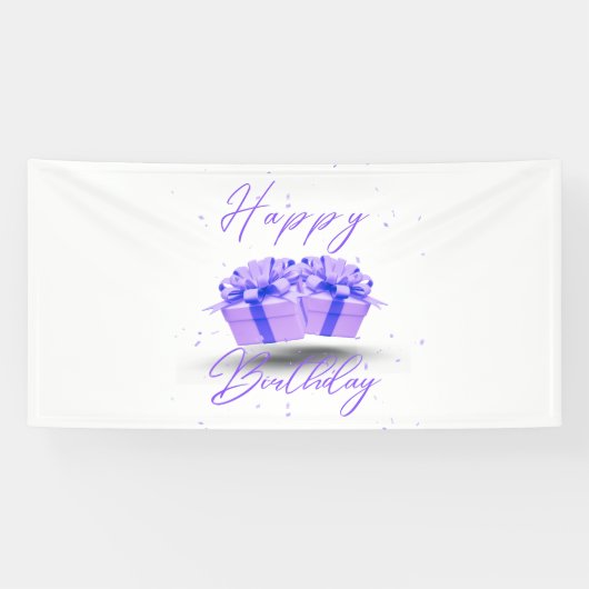 Joyeux Anniversaire Jolie Bannière en Vinyle Viole (Horizontal)