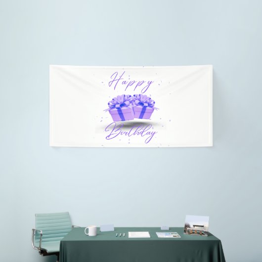 Joyeux Anniversaire Jolie Bannière en Vinyle Viole (Salon professionnel)