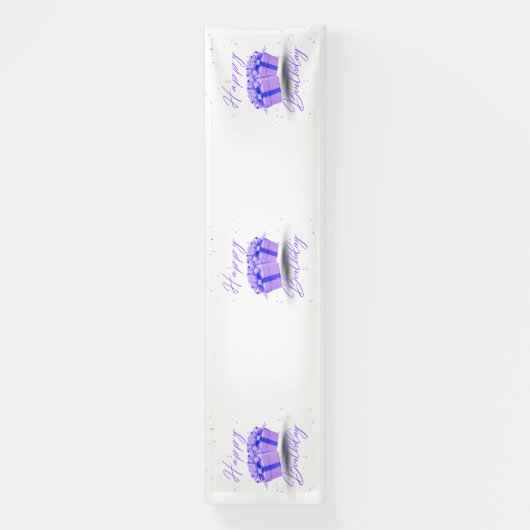 Joyeux Anniversaire Jolie Bannière Vinyle Violet 2 (Verticale)