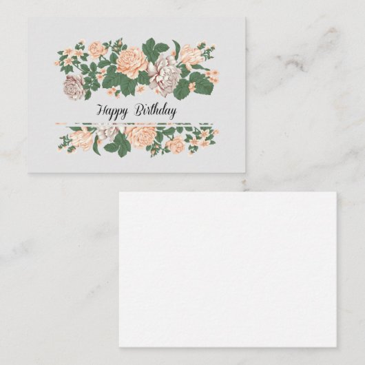 Joyeux Anniversaire - Jolie carte florale Annivers (Devant / Derrière)