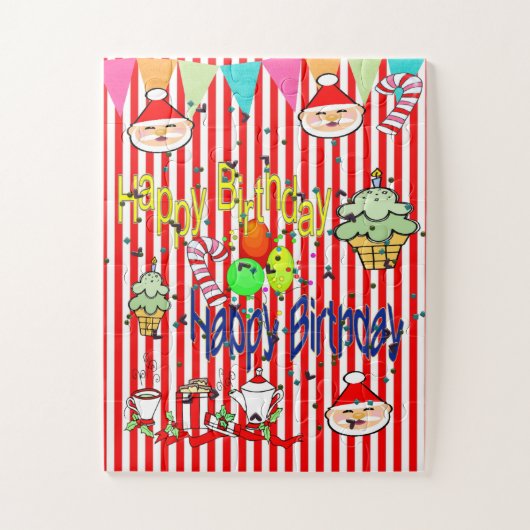 Joyeux Anniversaire Joyeux Noël Puzzle  (Vertical)