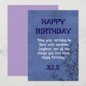 JOYEUX ANNIVERSAIRE JULIE INVITATION (Devant / Derrière)