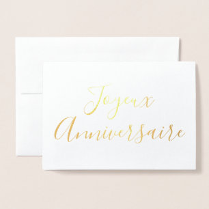 Joyeux Anniversaire kalligrafie Gold Foil Kaart