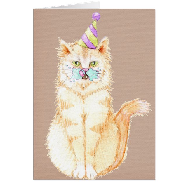 Joyeux anniversaire | Kitty avec visage au gâteau (Devant)