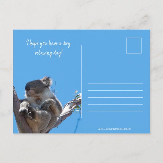 Joyeux anniversaire koala, Carte postale bleue drô (Dos)