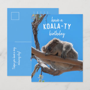 Joyeux anniversaire Koala-ty, Carte postale bleue 