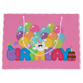 Joyeux Anniversaire licorne grand sac cadeau fille (Devant)