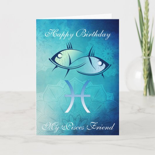 Joyeux anniversaire ma carte d'ami de Poissons (Devant)
