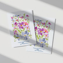 Joyeux Anniversaire Maman Carte Fleur Sauvage Aqua
