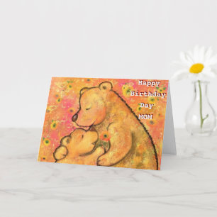 Joyeux anniversaire maman carte maman et bébé ours