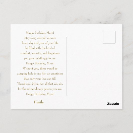 Joyeux anniversaire maman Carte photo (Dos)