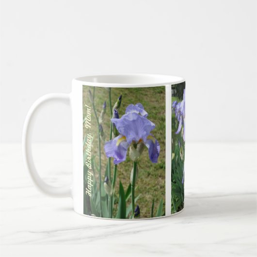 Joyeux anniversaire, maman Mug avec Blue Mauve Iri (Gauche)