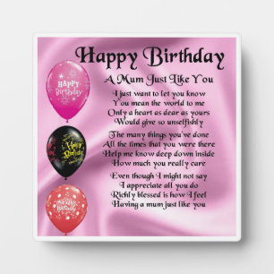 Joyeux Anniversaire maman Poem Plaque