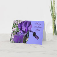 Joyeux Anniversaire Maman Purple Iris Flower Carte