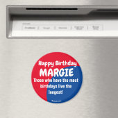 Joyeux anniversaire MARGIE grand aimant rouge/bleu (In Situ (Lave-vaisselle))