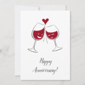 Joyeux anniversaire Mariage Carte de coeur de vin  (Devant)