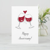Joyeux anniversaire Mariage Carte de coeur de vin  (Debout devant)
