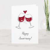 Joyeux anniversaire Mariage Carte de coeur de vin  (Devant)