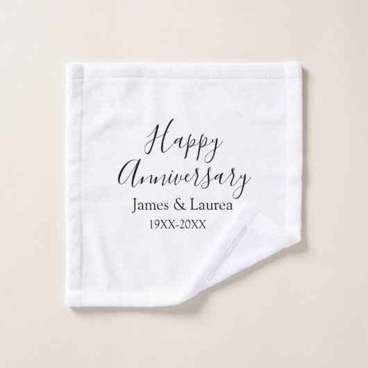 Joyeux anniversaire mariage nom date année simple (Gant de toilette)