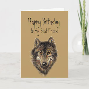 Joyeux Anniversaire, Meilleur Loup Ami, Carte Loup