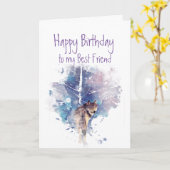 Joyeux Anniversaire, Meilleur Loup Ami, Carte Loup (Fleur jaune)