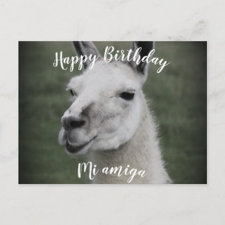Joyeux Anniversaire "Mi Amiga" LLama carte postale