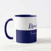 Joyeux Anniversaire mi-marine mi-blanc mug (Gauche)