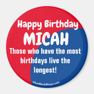 Joyeux anniversaire MICAH aimant rouge/bleu