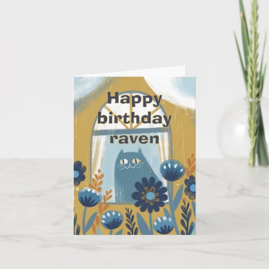 Joyeux anniversaire mignon carte pliable de chat b (Devant)