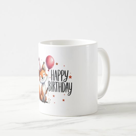 Joyeux Anniversaire - Mignonne Fox Mug (Devant droit)