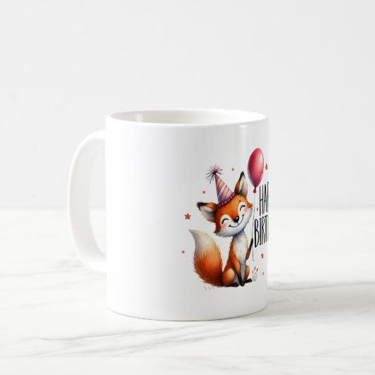 Joyeux Anniversaire - Mignonne Fox Mug (Devant gauche)