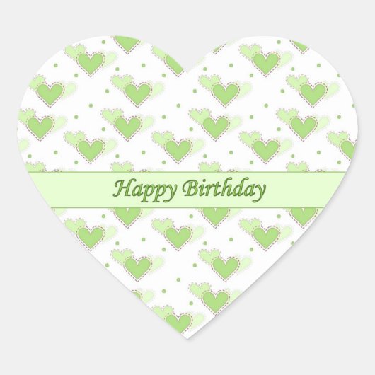Joyeux Anniversaire Mint Green Hearts Sticker (Devant)