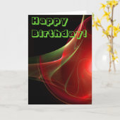 Joyeux Anniversaire Modèle Abstrait Vierge Rouge (Fleur jaune)