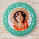 Joyeux anniversaire moderne Preppy Photo personnal<br><div class="desc">Ce design simple et moderne est composé de typographie serif et d'ajouter une photo personnalisée. "Joyeux anniversaire" encercle la photo personnalisée.</div>