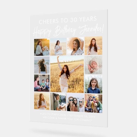 Joyeux Anniversaire moderne Script Photo Collage P (Angle)