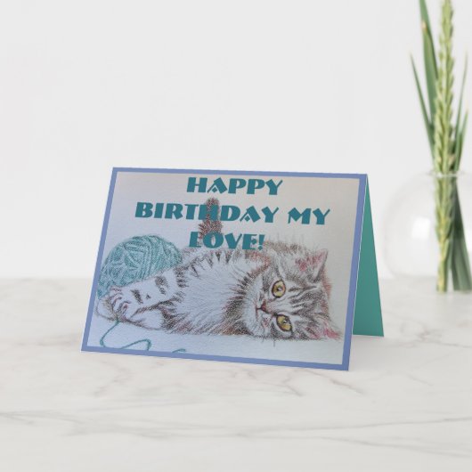 Joyeux Anniversaire Mon amour Cute Cat Carte de vo (Devant)