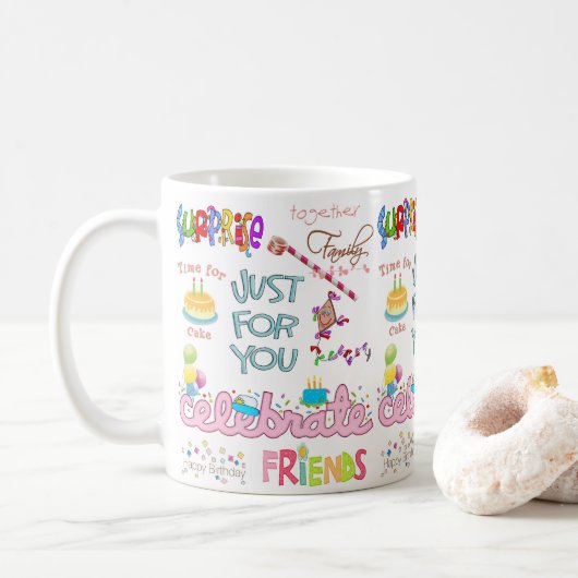 Joyeux Anniversaire Mug amis Famille Surprise (Avec donut)