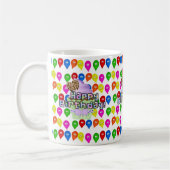 Joyeux Anniversaire Mug Ballons colorés Cupcake (Gauche)