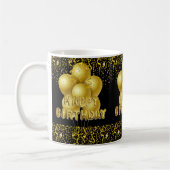 Joyeux Anniversaire Mug Black Gold Confetti (Gauche)