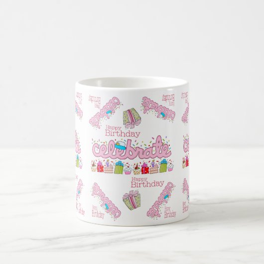 Joyeux Anniversaire Mug célébrer rose (Centre)