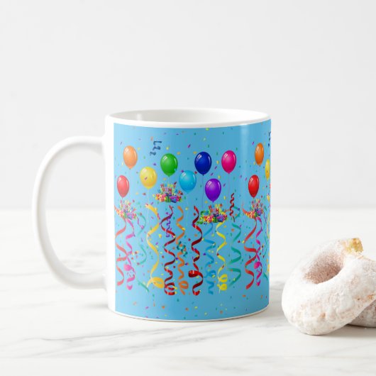 Joyeux Anniversaire Mug Confetti (Avec donut)