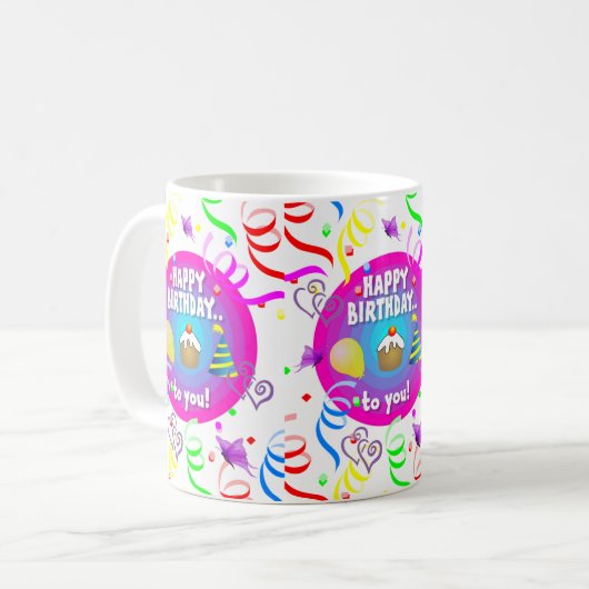 Joyeux Anniversaire Mug Confetti (Devant gauche)