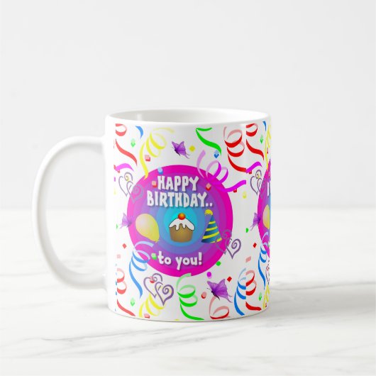 Joyeux Anniversaire Mug Confetti (Gauche)