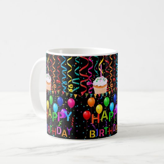 Joyeux anniversaire Mug Cupcake (Devant gauche)