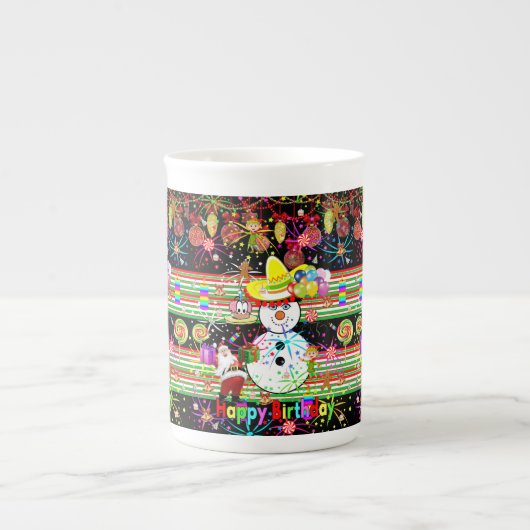 Joyeux Anniversaire Mug de Noël, Snowman (Devant)