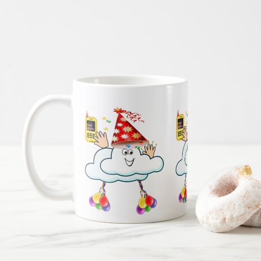 Joyeux Anniversaire Mug IPhone Text Cloud (Avec donut)