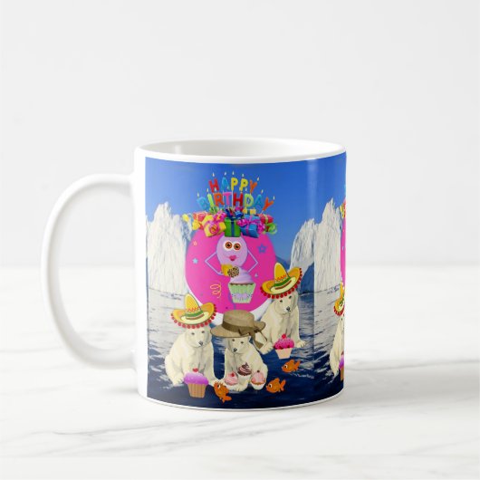 Joyeux Anniversaire Mug Ours Polaire (Gauche)