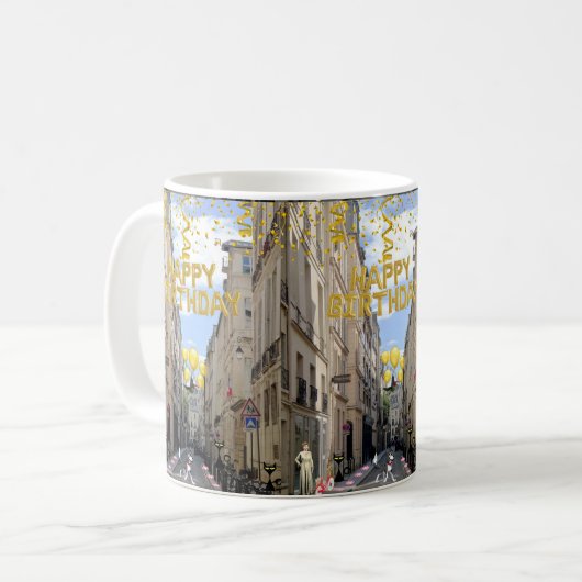 Joyeux Anniversaire Mug Paris France (Devant gauche)
