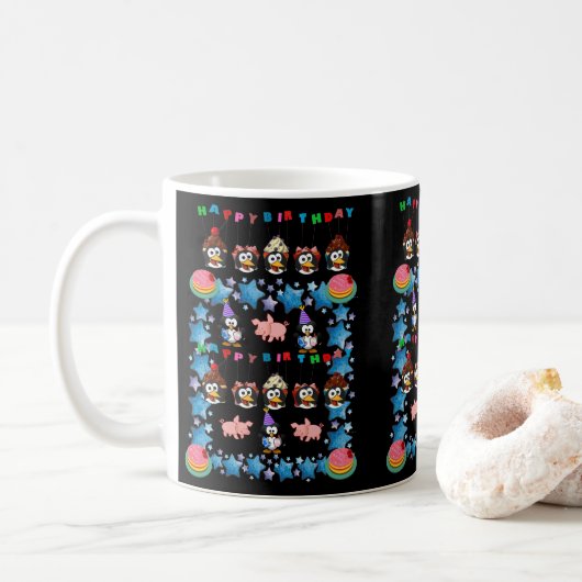 Joyeux Anniversaire Mug Penguin (Avec donut)
