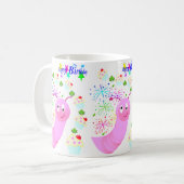 Joyeux Anniversaire Mug Pink Worm Confetti (Devant gauche)